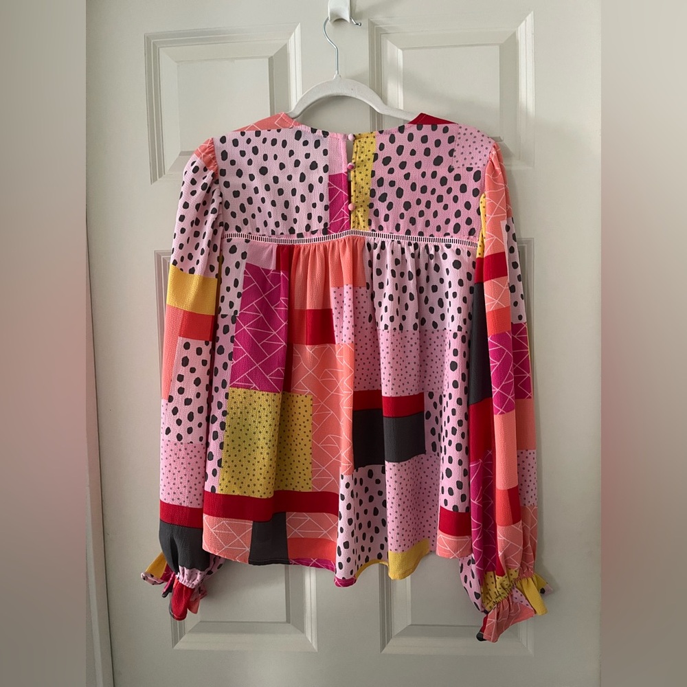 Fate Bishop Sleeve Patchwork Pattern Blouse Geome… - image 6